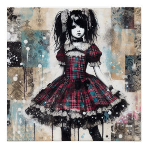 Gotische Maiden in Tartan Elegance Perfect Poster
