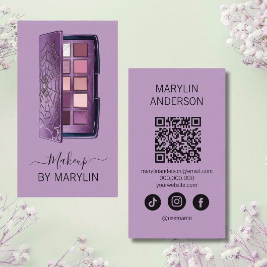 Gotische make-up oogschaduw palet QR code scanbaar Visitekaartje