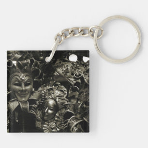 Gotische Maskers Zwarte en Witte Sleutelhanger