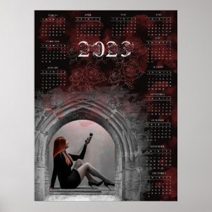 Gotische meisje- 2023 kalender  poster