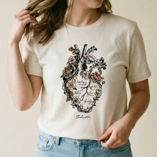 Gotische met de hand getekende bloemrijke vintage  Tri-Blend shirt