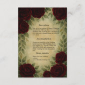 Gotische middeleeuwse antiek  roos bruiloft informatiekaartje (Achterkant)