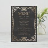 Gotische middeleeuwse Gold Ivy Wedding Menu (Staand voorkant)