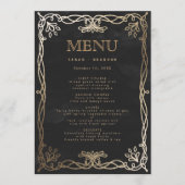 Gotische middeleeuwse Gold Ivy Wedding Menu (Voorkant)