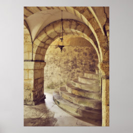 Gotische middeleeuwse kerk poster
