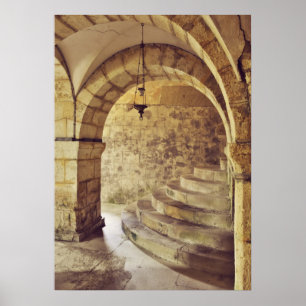 Gotische middeleeuwse kerk poster
