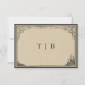 gotische middeleeuwse lijn grens bruiloft save the date (Achterkant)