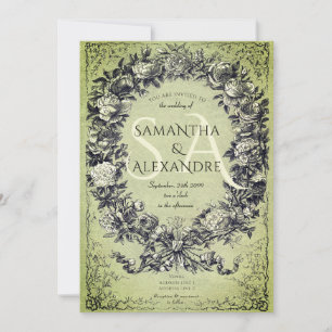 Gotische middeleeuwse Royal Floral Roos krans brui Kaart