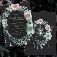 Gotische Mintgroene Spin Florale Web Handfasting