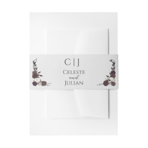 Gotische Monogram Schedel & Rozen Grijze Trouwjurk Uitnodigingen Wikkel