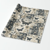  gotische mottencollage Halloween Cadeaupapier (Uitgerold)