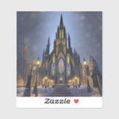 Gotische nachtkathedraal sticker (Vel)