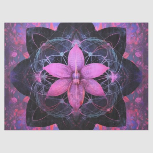  Gotische Neon Roze Bloem Decoupage Tissuepapier (Voorkant)