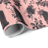 Gotische Occulte Roze Cemetery rozen Cadeaupapier (Rol Hoek)