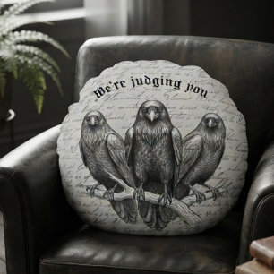 Gotische Onyx Raven Decoratie Rond Kussen