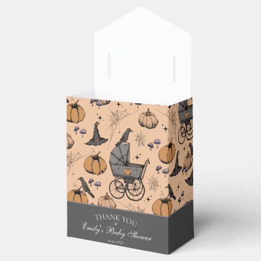 Gotische Oranje Baby koets Baby shower Dank u Bedankdoosjes (Geopend)