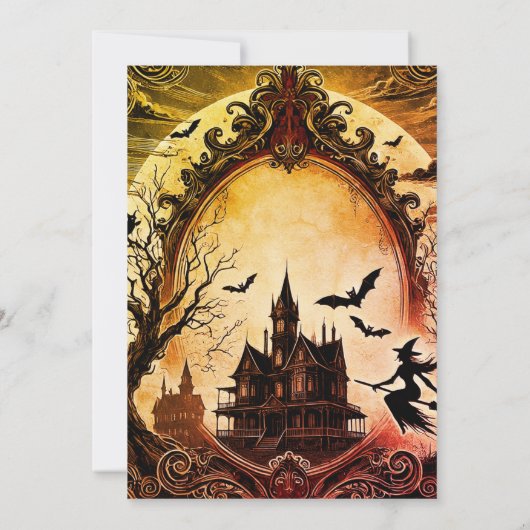 Gotische oude Victoriaans enge Halloween Kaart (Achterkant)