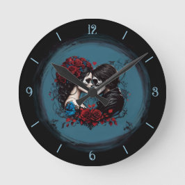 Gotische Paar Liefhebbers Valentijnsdag Vakantie Ronde Klok