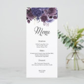Gotische Paarse Bloemen Bruiloft Menu (Staand voorkant)