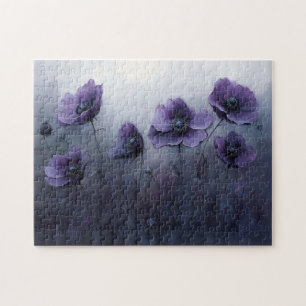 Gotische paarse bloemen schilderen legpuzzel