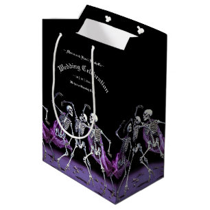 Gotische Paarse Dansende Skeletten Trouwgunst Medium Cadeauzakje