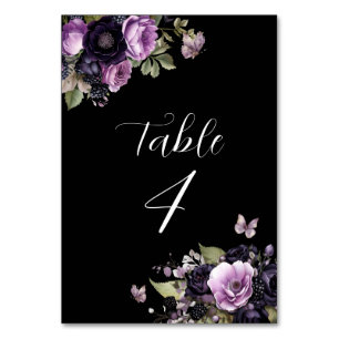 Gotische Paarse & zwarte Moody Bloemen Quinceañera Kaart