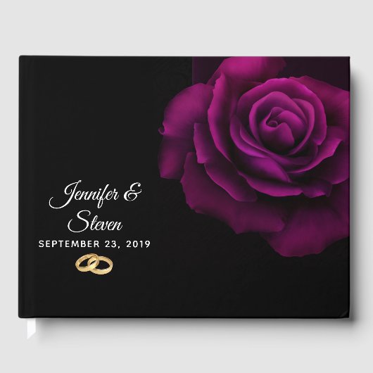 Gotische paarsrode roos gastenboek (Voorkant)