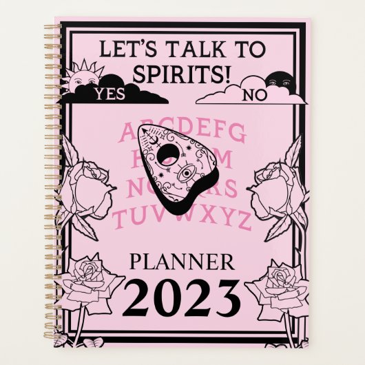 Gotische Pastel Roze Zwart Bloemen Jaar Planner (Voorkant)