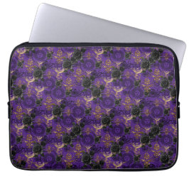 Gotische Phoenix en Rozen Paarse Patroon Laptop Sleeve