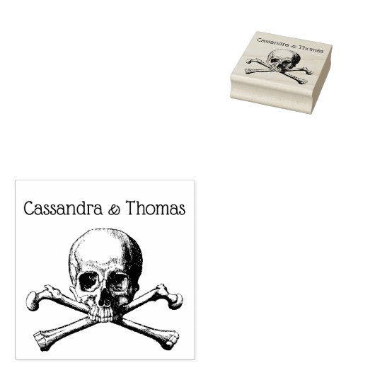 Gotische Pirate Skull en Crossbones Paar Rubberstempel (Gestempeld)