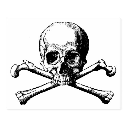 Gotische piraten schedel en gekruiste botten 	rubberstempel (Afrduk)