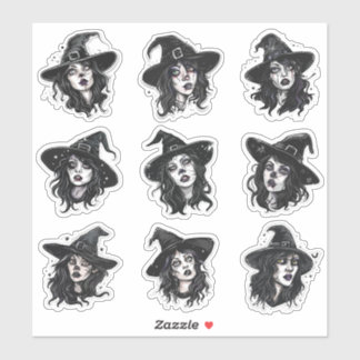 Gotische Punk Halloween Heks Sticker