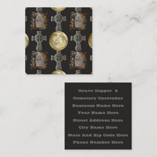 Gotische R.I.P. Hoofdsteen Keltisch Kruis Volle Ma Vierkante Visitekaartje (Voorkant / Achterkant)