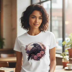 Gotische Raaf Donkere Academische Grafische Print T-shirt