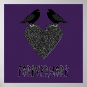 Gotische raven en Zwarte Hart Poster