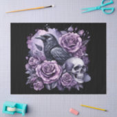 Gotische Raven Paarse Rozen schedel Decoupage Tissuepapier (Craft)