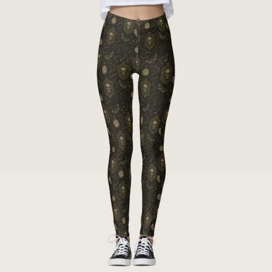 Gotische relikwie - schedels, geesten en motmystie leggings (Voorkant)