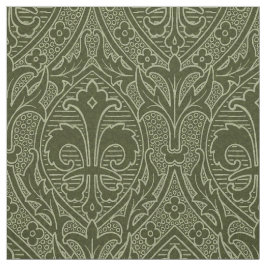 Gotische revival Fleur de Lys - Loden Green Stof