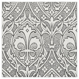 Gotische Revival Fleur de Lys - Zwart-wit Stof