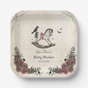 Gotische  Rocking Horse Baby shower Square Papieren Bordje