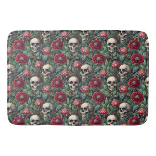 Gotische Rococo Bloemen en Schedels Badmat