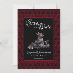 Gotische Rode Damast Foto Save The Date