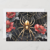 Gotische rode en gouden bloemenspinnenweb Handfast Save The Date (Achterkant)