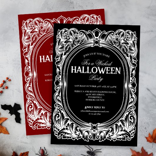 gotische rode Halloween-feestuitnodiging Kaart