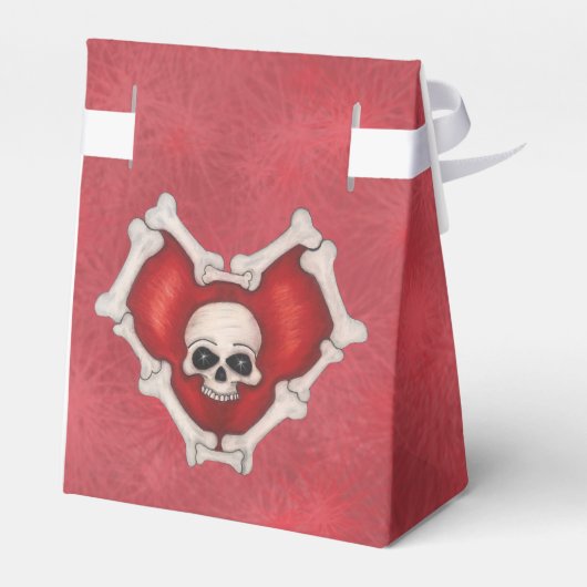 Gotische Rode Hart van Botten Witte Schedel Rode t Bedankdoosjes (Achterkant)