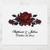 Gotische rode roos witte bruiloft sparkling wijnetiket (Enkel label)