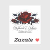 Gotische rode rozen bruiloft sticker (Vel)
