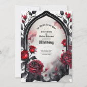 Gotische Rode Zwarte Rozen Tot de Dood Ons Scheidt Kaart (Voorkant)