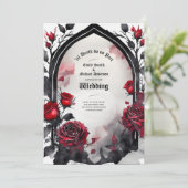 Gotische Rode Zwarte Rozen Tot de Dood Ons Scheidt Kaart (Staand voorkant)