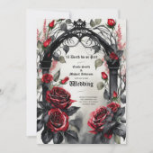 Gotische rode zwarte rozen tot de dood ons scheidt kaart (Voorkant)